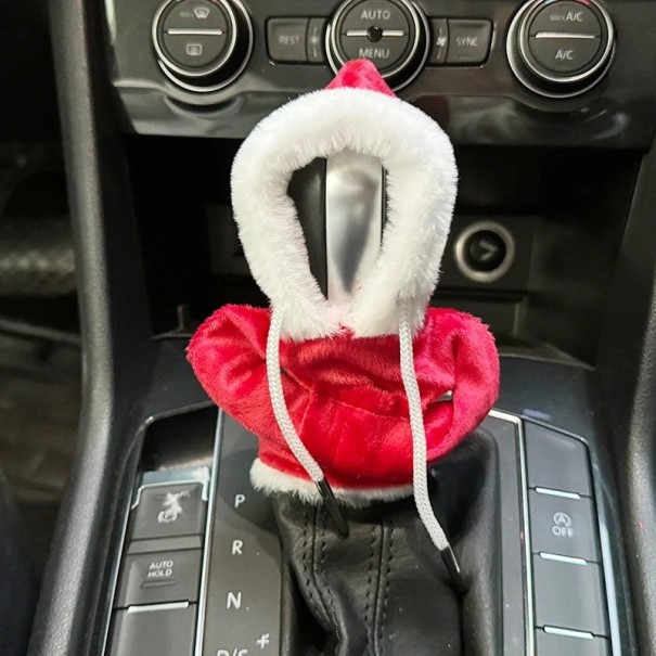 Gear Stick Cover and Hooded Sweatshirt with Fur, Cotton, Polyester red