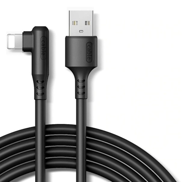 Gebogenes Kabel für Apple Lightning auf USB K579 schwarz 1 m