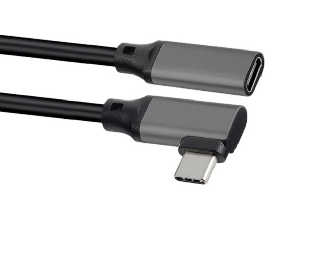 Gebogenes Verlängerungskabel USB-C 3.1 M/F K1032 grau 20 cm