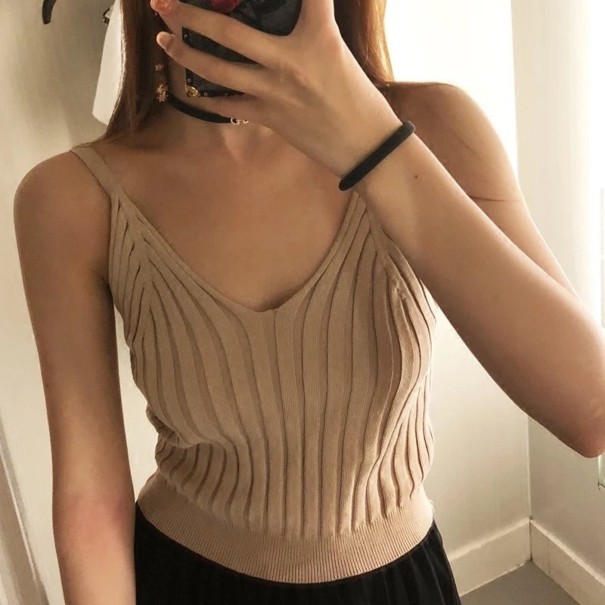 Gebreid tanktopje voor dames A2965 beige