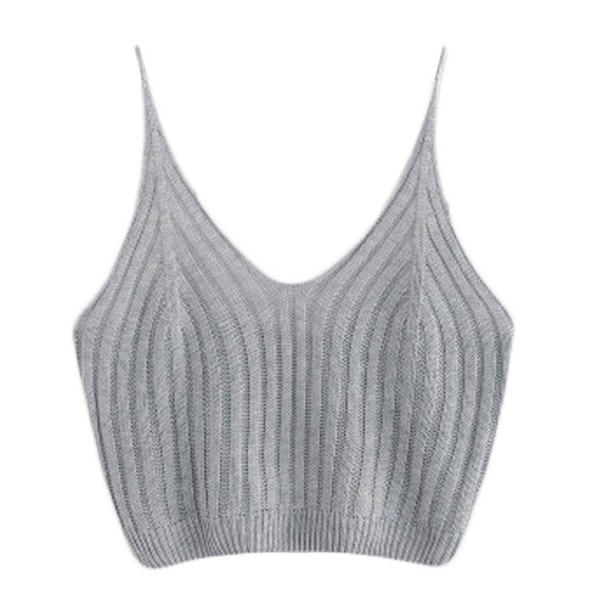 Gebreide crop top voor dames grijs