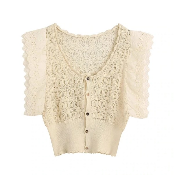 Gebreide crop top voor dames met ruches M
