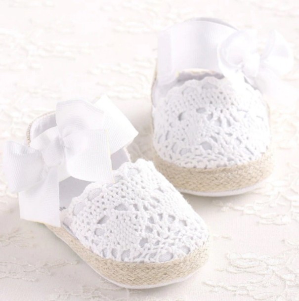 Gebreide espadrilles voor meisjes wit 9-12 maanden