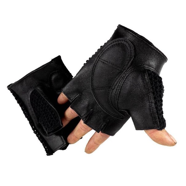 Gebreide herenhandschoenen met leren handpalm