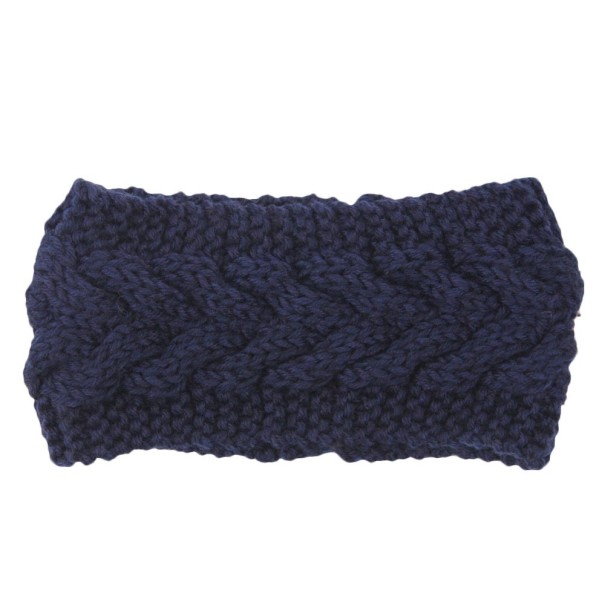 Gebreide hoofdband voor dames J3256 donkerblauw