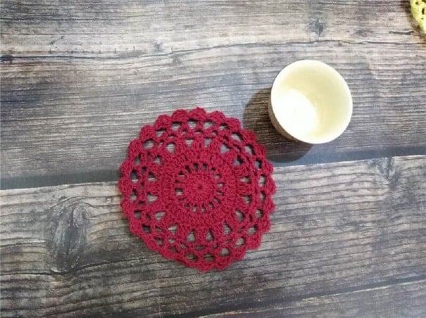 Gebreide katoenen placemat C229 wijnrood