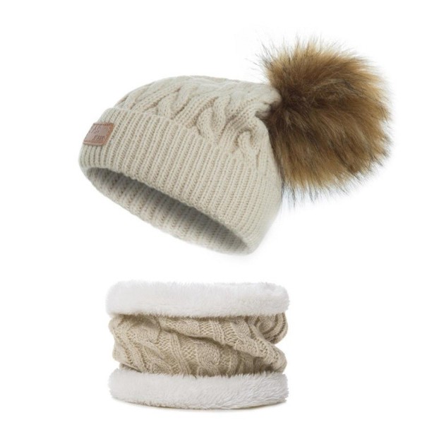 Gebreide muts en sjaalset voor kinderen beige