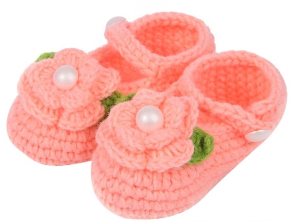 Gebreide pantoffels voor meisjes oranje