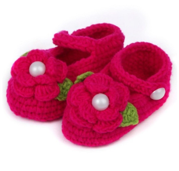 Gebreide pantoffels voor meisjes rood
