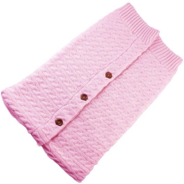 Gebreide voetenzak met knopen E435 roze
