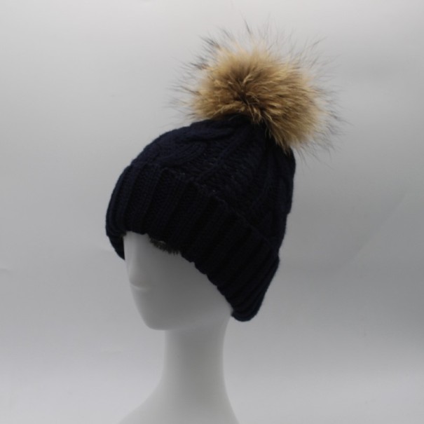 Gebreide wintermuts voor kinderen met pompon J3234