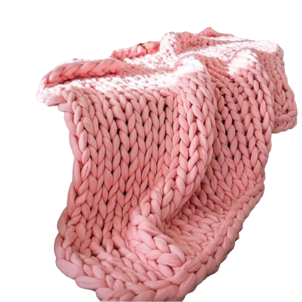 Gebreide wollen deken 100 x 150 cm lichtroze