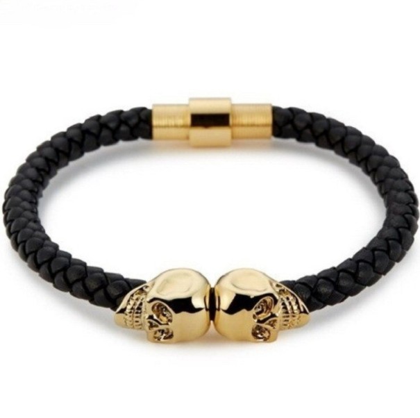 Geflochtenes Totenkopf-Armband für Damen golden