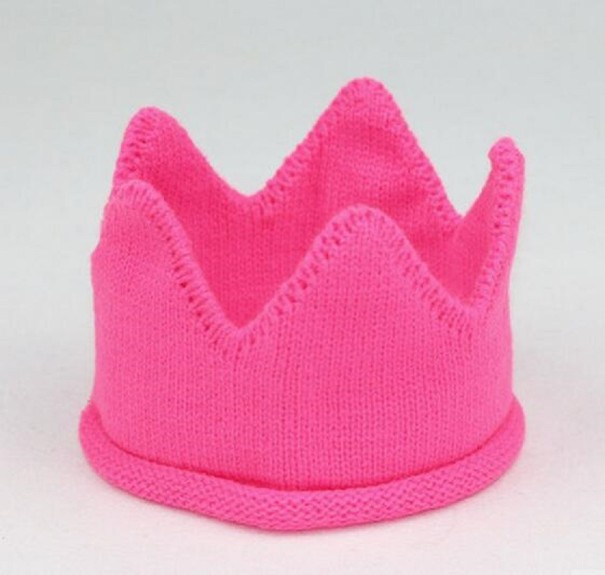 Gehaakte kroonmuts voor kinderen roze