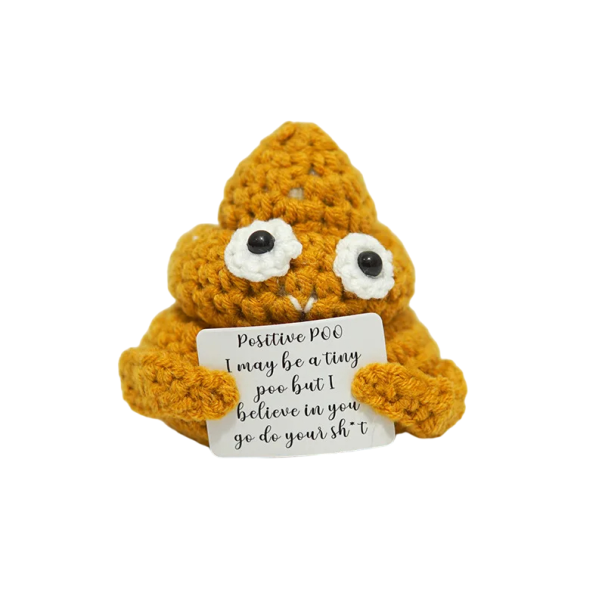 Gehäkelter Kot 6 x 6 cm Handgemachter Talisman mit ermutigender Aufschrift Für positive Energie Dekoration Originelles Geschenk Antistress gelb