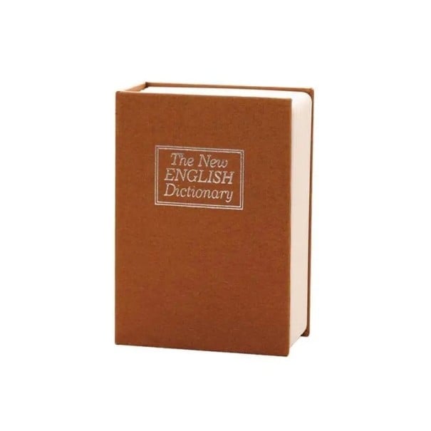 Geheime Geldkassette mit Schlüssel in Form des Buches The New English Dictionary verstecktes Schloss sichere Geldkassette hellbraun