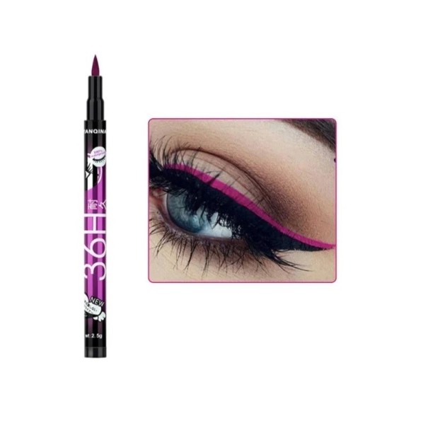 Gekleurde eyeliner marker, waterdichte vloeibare eyeliner, langdurige gekleurde eyeliner pen paars