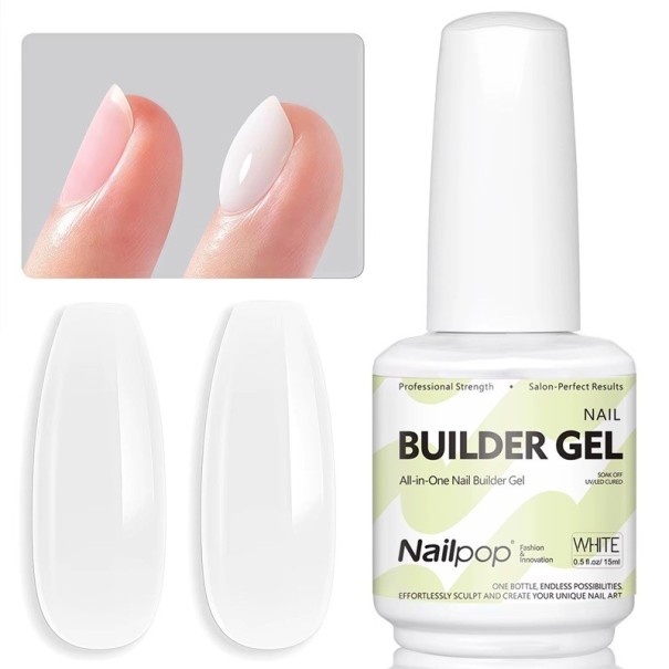 Gel de uñas 15 ml gel UV fortalecedor y alargador gel multifuncional para modelar reparar pegar piedras blanco