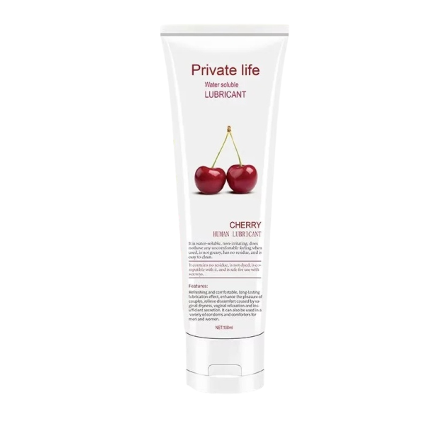 Gel lubricante a base de agua con aroma a cereza 100 ml para experiencias íntimas más placenteras e hidratación duradera Envase discreto 1