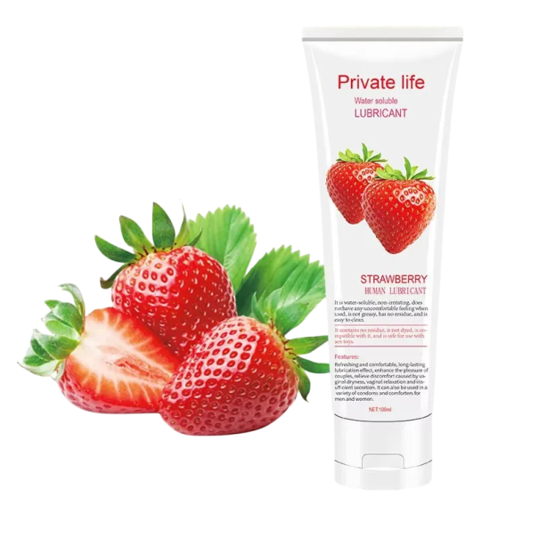 Gel lubricante a base de agua con aroma a fresa 100 ml para experiencias íntimas más placenteras e hidratación duradera Envase discreto 1