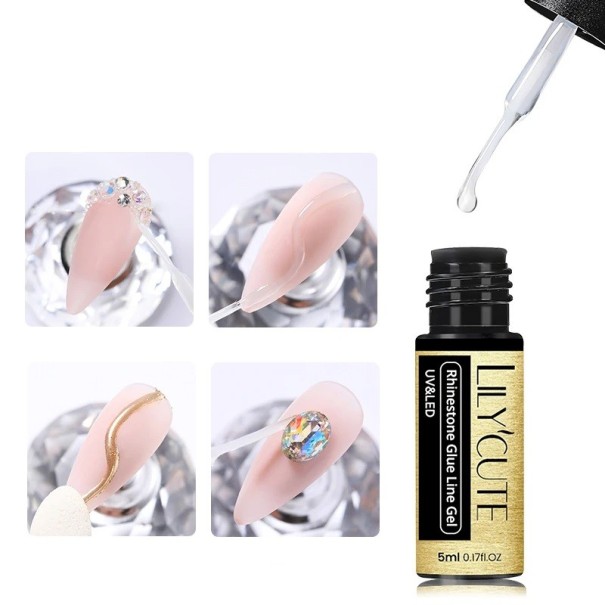 Gel per l'applicazione di strass sulle unghie con pennellino sottile Gel adesivo per decorazione delle unghie Gel modellante senza residui 1