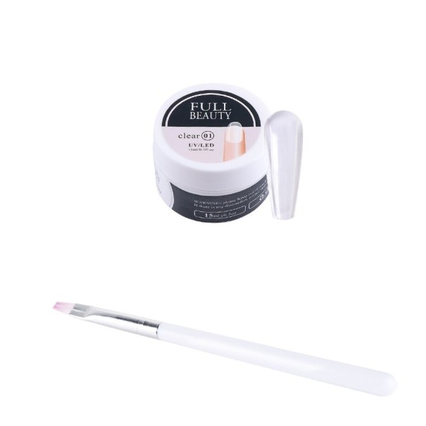 Gel UV para unhas com pincel cor transparente