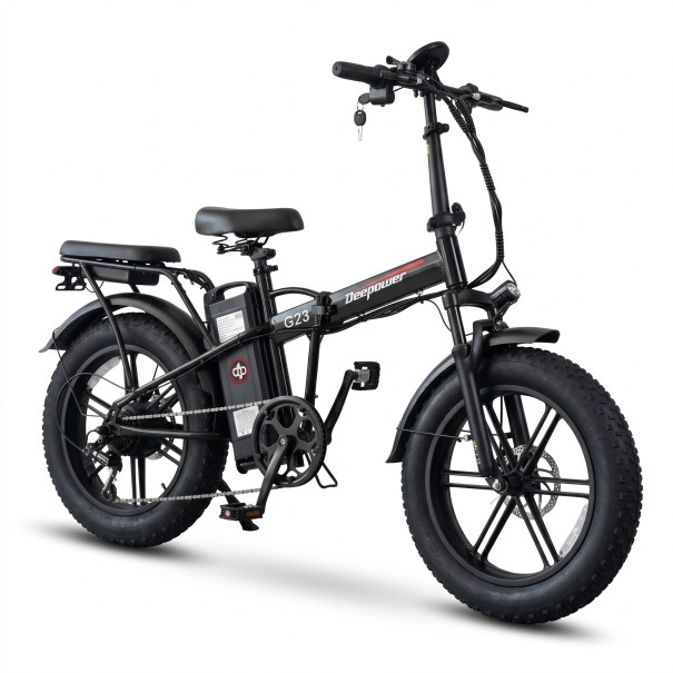Geländeelektrofahrrad DEEPOWER G23 Motor 90 Nm Batterie 48 V 17,5 Ah Fat Bike Reifen 20 x 4 Zoll LED-Display Schwarz Für Gelände und Stadt 1
