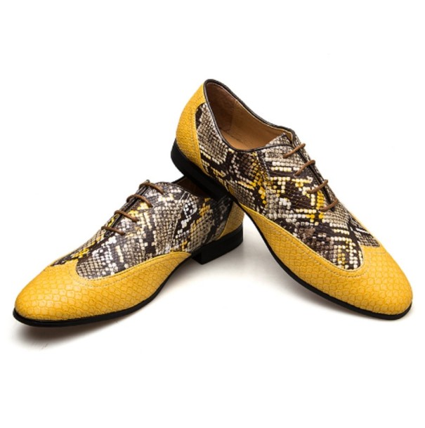 Gele lage herenschoenen - slangenleer 39,5