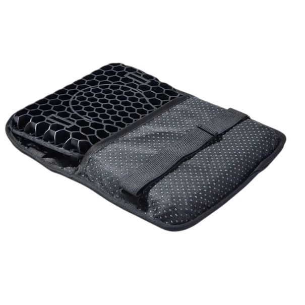 Gelový potah na sedlo motocyklu protiskluzový s plástvovou strukturou 28 × 21 × 3 cm síťovaný povrch černý pro motorku univerzální použití 1