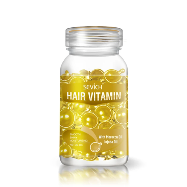 Gélules de vitamines pour la croissance et la régénération des cheveux 30 pcs Soins capillaires Brillance et force des cheveux Nutrition jaune