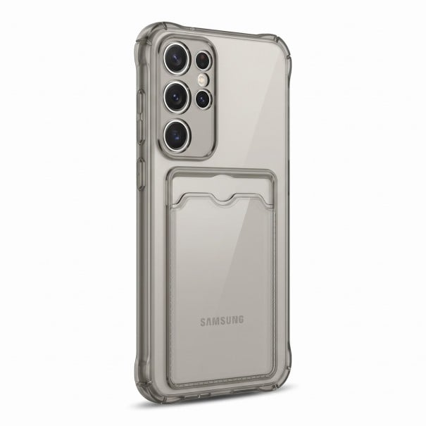 Gennemsigtig cover til Samsung Galaxy A16 5G med kortlomme Holdbar Forstærkede hjørner Kamera beskyttelse Fleksibelt materiale Til grå