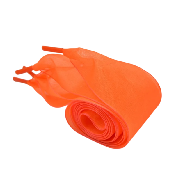 Gennemsigtige chiffon snørebånd 120x4 cm Silkeagtigt look Brede snørebånd Store sløjfer Stilfuldt tilbehør Elegante sneakers Lave sko orange