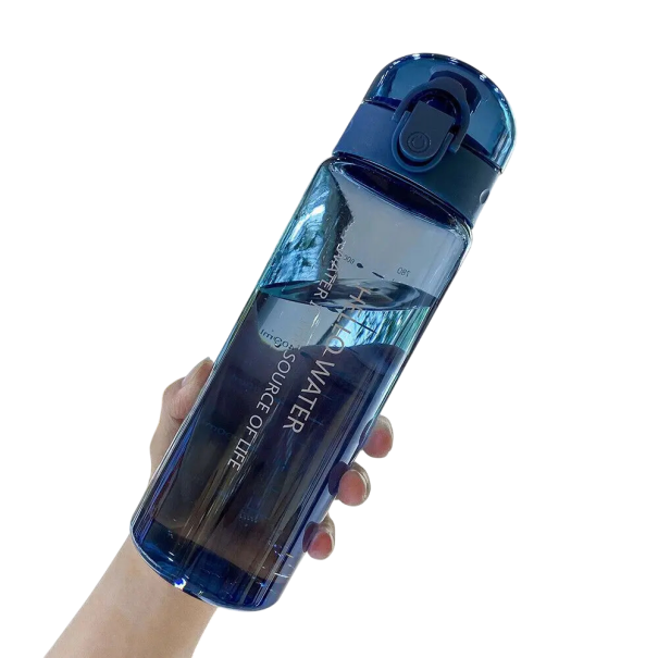 Genomskinlig sportvattenflaska 780 ml Lättviktig fitnessdricksflaska Slitstark vätskeflaska med läcksäkert lock Ergonomisk design Bred hals blå