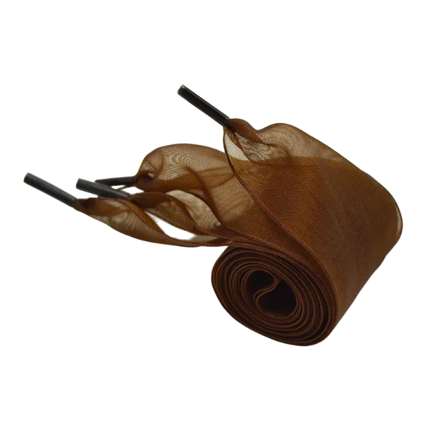 Genomskinliga chiffongskosnören 60 x 4 cm Platta breda sidenskosnören Korta modeband för ballerinor och snygga skor brun