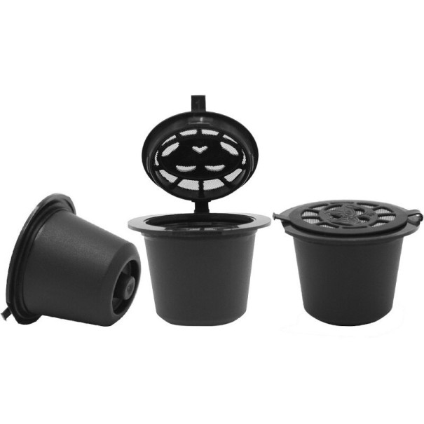 Genopfyldelige kapsler til Nespresso-kaffemaskine, 3 stk. sort