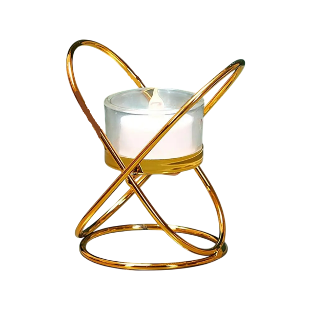 Geometrinen metallinen kynttilänjalka 1 kynttilälle 9 × 8 × 11 cm rautainen kultainen tee-kynttilän teline pöytäkoriste romanttiseen illalliseen 1