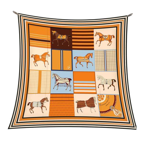 Geometrisch spel van vierkanten vierkante sjaal Damesmode trend Multifunctionele sjaal voor hoofd, hals en lichaam Stijlvolle accessoire oranje