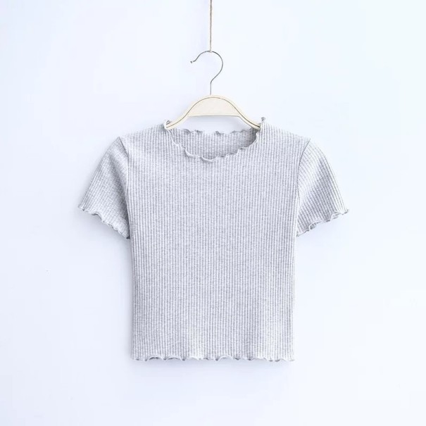 Geplooide crop top voor dames grijs S
