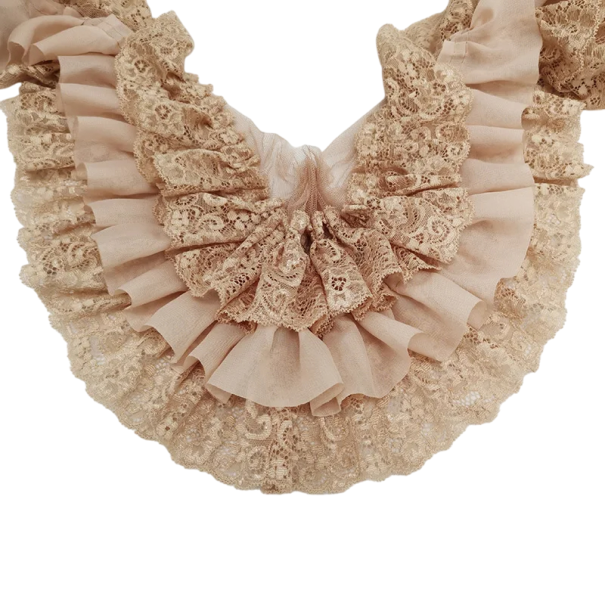 Geplooide drielaagse chiffon kant 10 cm x 91 cm Decoratieve stof voor het naaien Decoratief lint voor kleding Bruiloftsaccessoires DIY-projecten Mode-aanpassingen beige