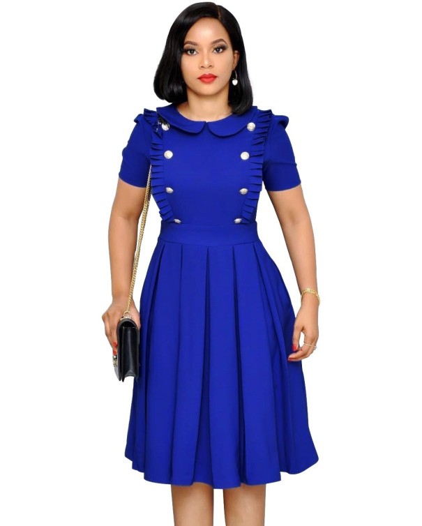 Geplooide jurk voor dames blauw XS
