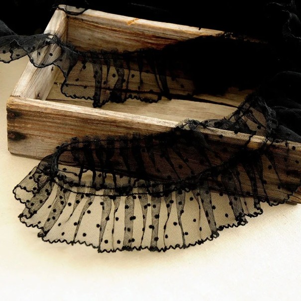 Geplooide mesh kant 6 cm x 91 cm Fijne decoratieve stof voor het naaien Decoratief kantlint voor kleding Bruiloftsaccessoires Handgemaakt zwart