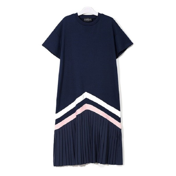 Geplooide midi-jurk donkerblauw