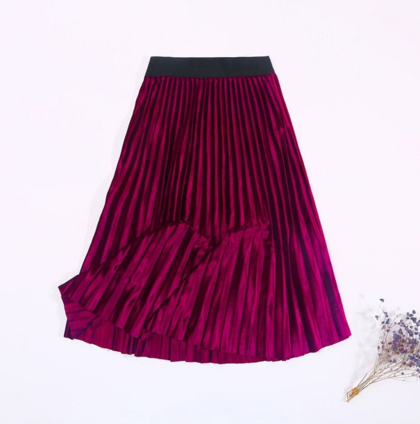 Geplooide midi-rok voor dames A1987 donkerroze