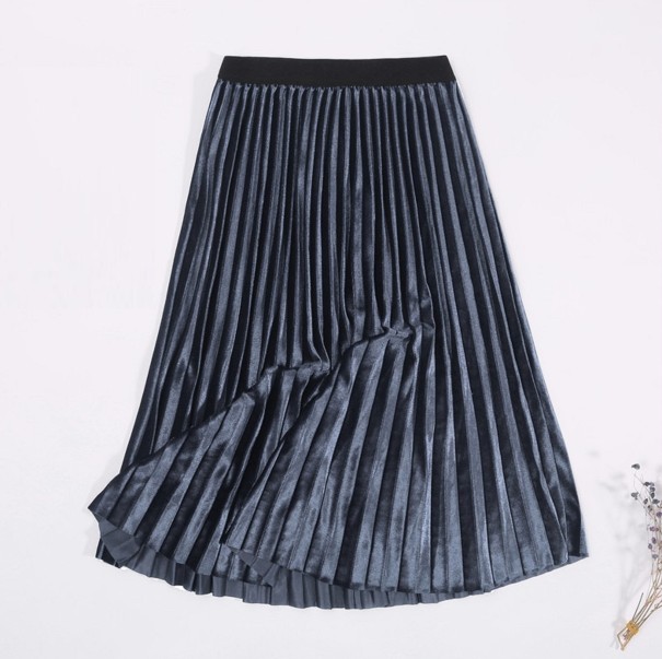 Geplooide midi-rok voor dames A1987 grijs