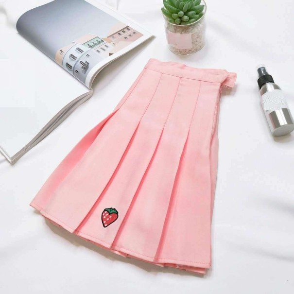 Geplooide minirok voor dames met aardbei roze S