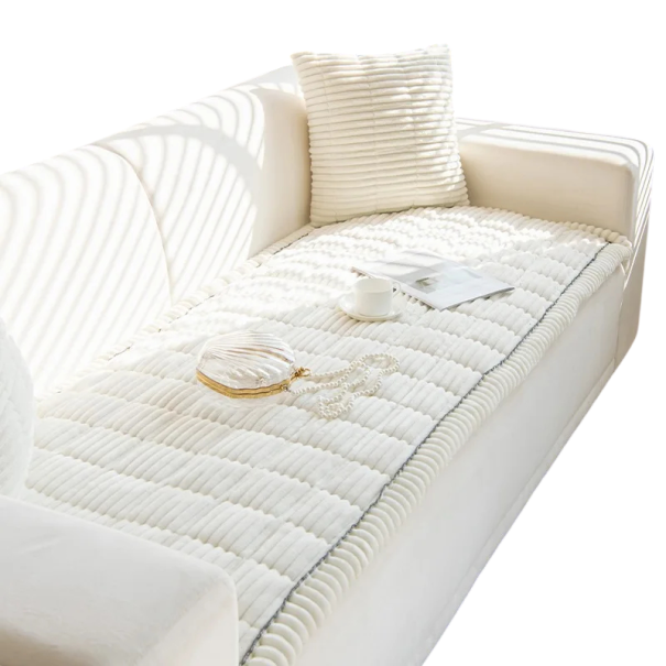 Gepolsterte warme Sofaauflage rutschfest 60 x 60 cm Flanellbezug für Sofa und Sessel Schutz gegen Kälte im Winter und Herbst weiß