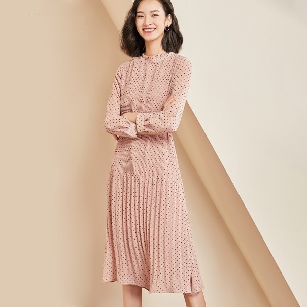 Gepunktetes Damenkleid A2802 rosa L