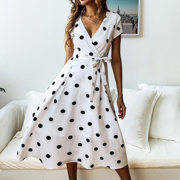 Gepunktetes Damenkleid weiß L
