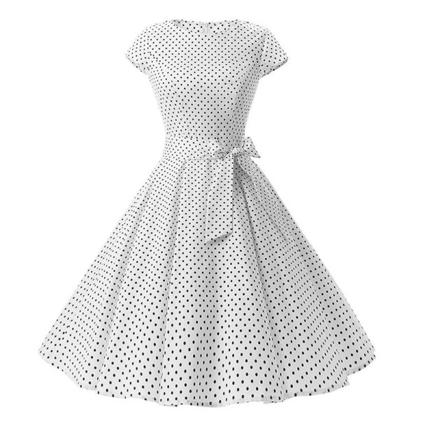 Gepunktetes Kleid mit Schleife weiß S