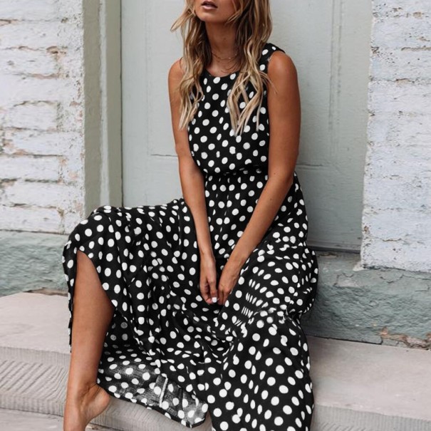 Gepunktetes Maxikleid schwarz S